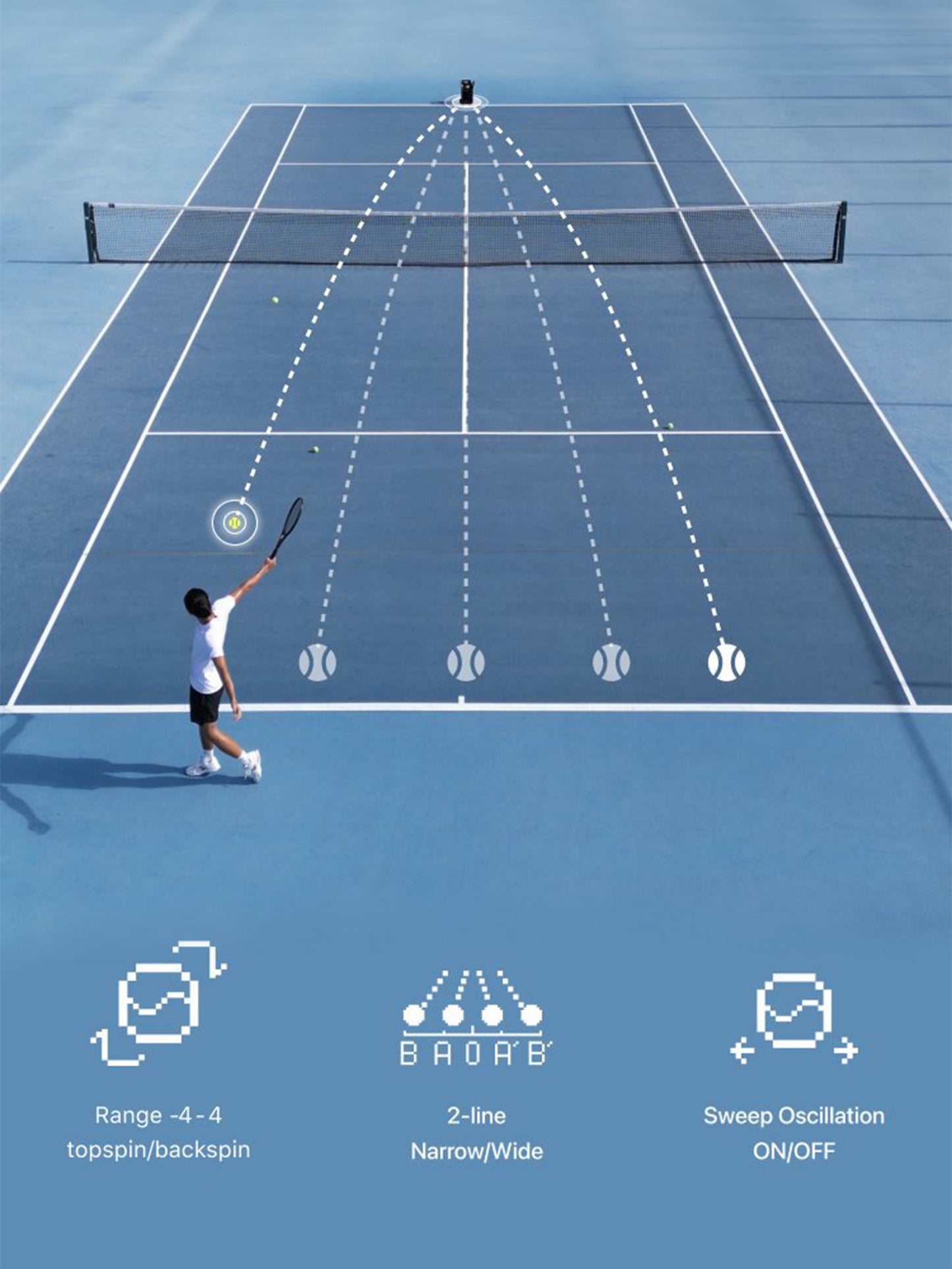 Nisplay N3 Tennis Ball Machine - Portable Tennis Ball Machine with App control and horizontal oscillation